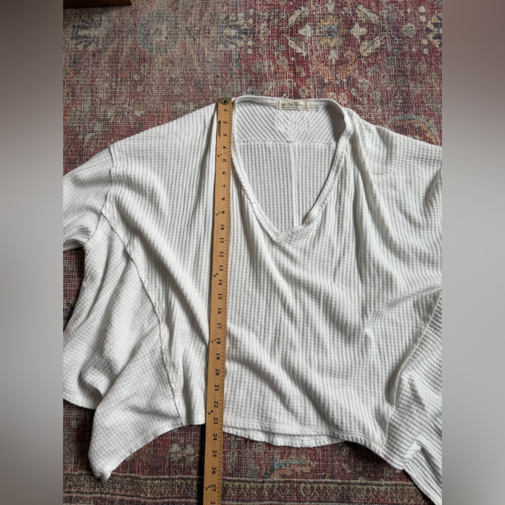 We the Free Coraline Thermal waffle White Long Soeeve Deep V neck SMALL - Picture 2 of 9